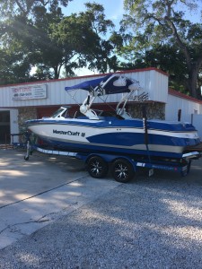 Mastercraft X30 with a full JL Audio marine sound system installed.