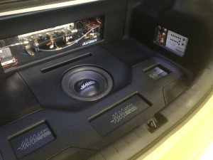 LCQ processor and Airrex air ride compressor custom trimmed with black vinyl.