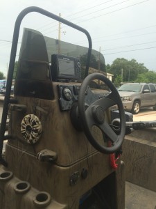 Two Kicker 4" speakers with amplifier and controllers installed in a 2015 G3 Johnboats.
