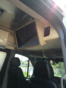 Custom enclosure holding 32" smart tv