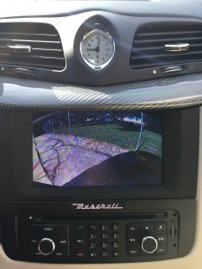 close up of rear view camera showing on factory head unit