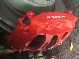 Powder coated red calipers