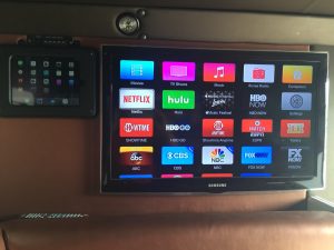 custom-armored truck 40" Samsung Tv And Ipad Installed in Armored Truck Limo