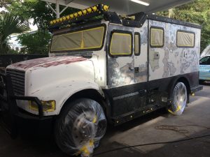 Custom Armored Truck Prep for Bedliner Application.