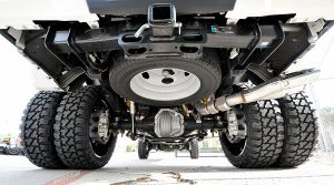 Underbody look at a Wicked Customs Lift Kit